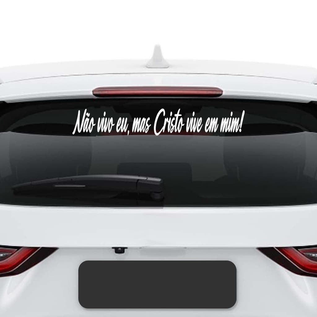 Adesivo Frase Não Vivo Eu Mas Cristo Vive Em Mim Gospel Carro Automotivo 58cm