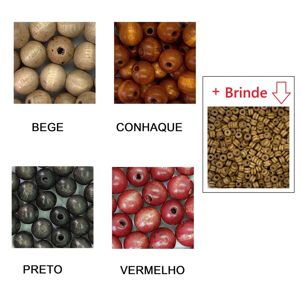 Miçanga Bola De Madeira 22mm 4 Cores 20 Unidades De Cada Cor