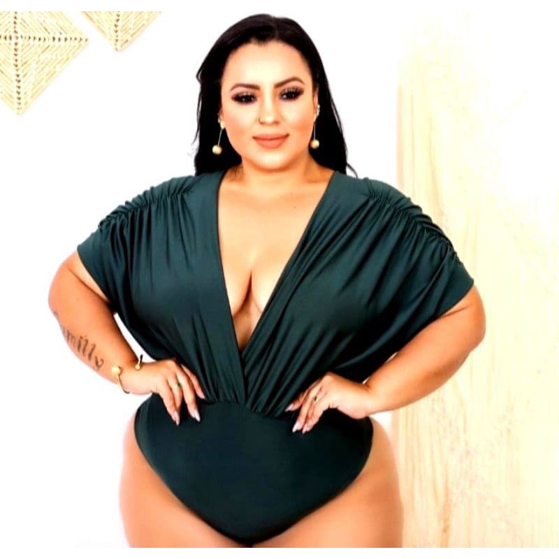 Body bory blusinha plus size transpassada veste até 52