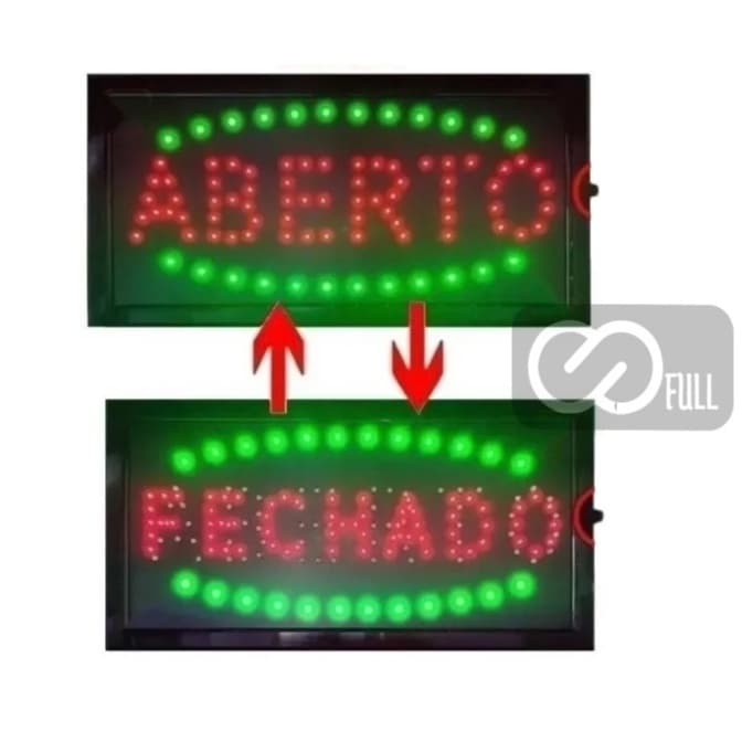 Placa Painel Letreiro Led Luminoso Aberto/Fechado 110v e 220V Loja Clinica Lelong