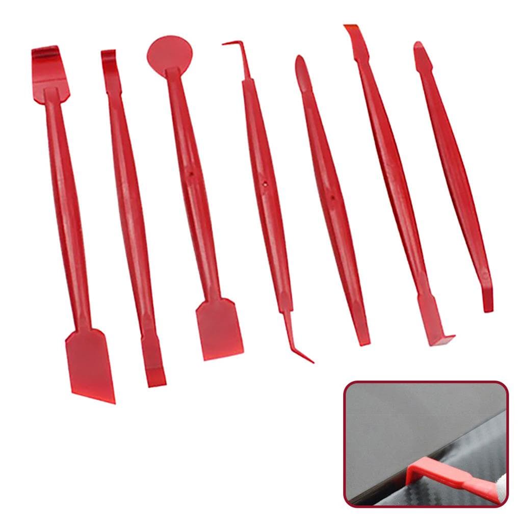 Kit 7 Espátulas Ferramentas Profissional Envelopamento Vinil Adesivamento P/ Detalhes De Cantos Promo
