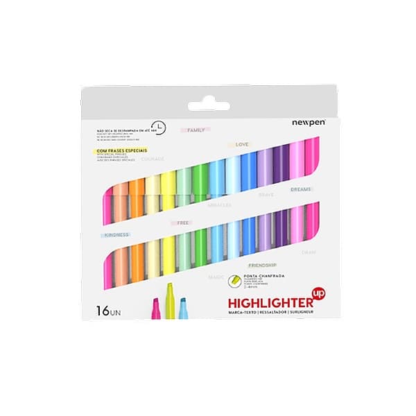 Marca Texto Newpen Highligter 16 Cores com frases especiais
