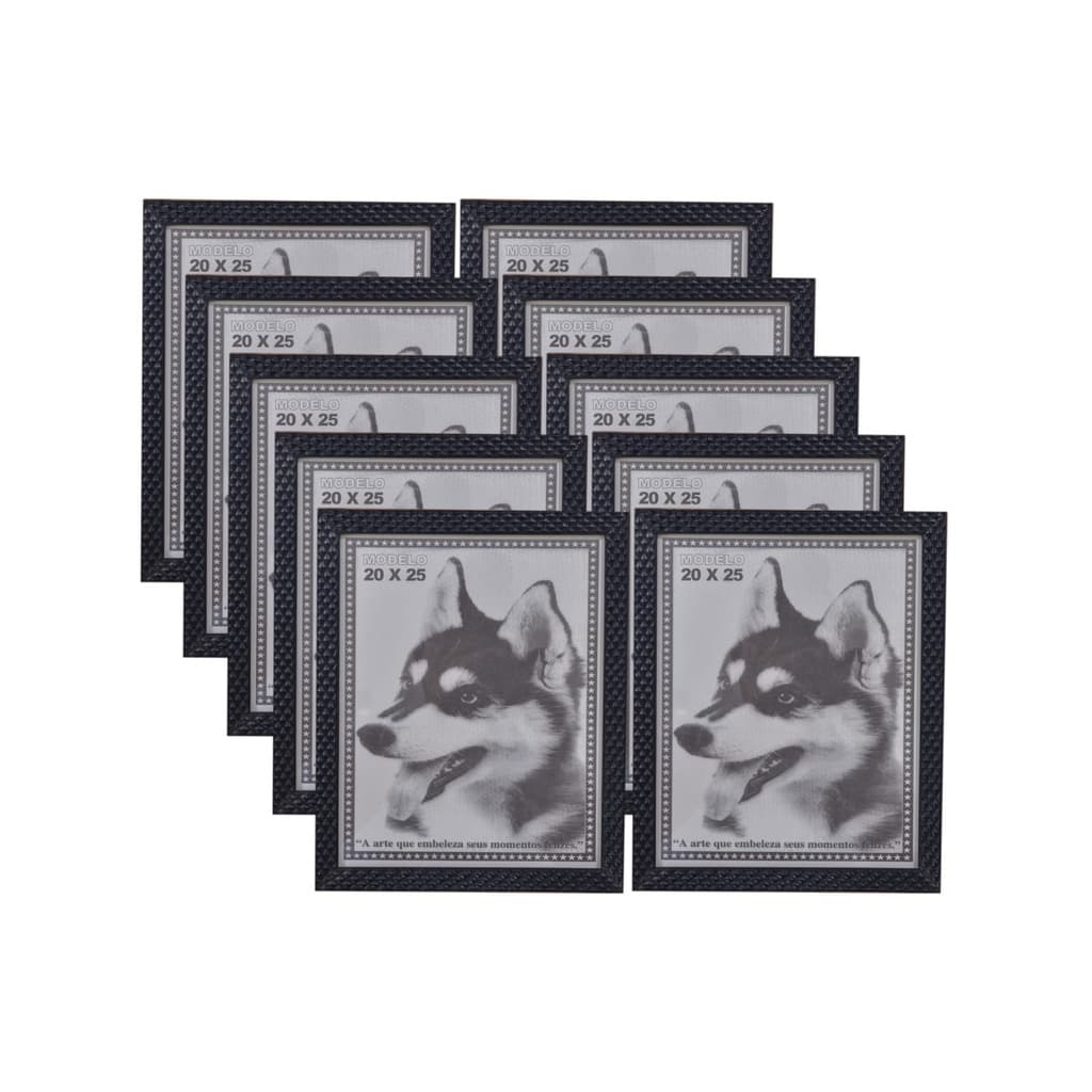 KIT 10 PORTA RETRATO PRETO 20X25 PVC ALTO RELEVO