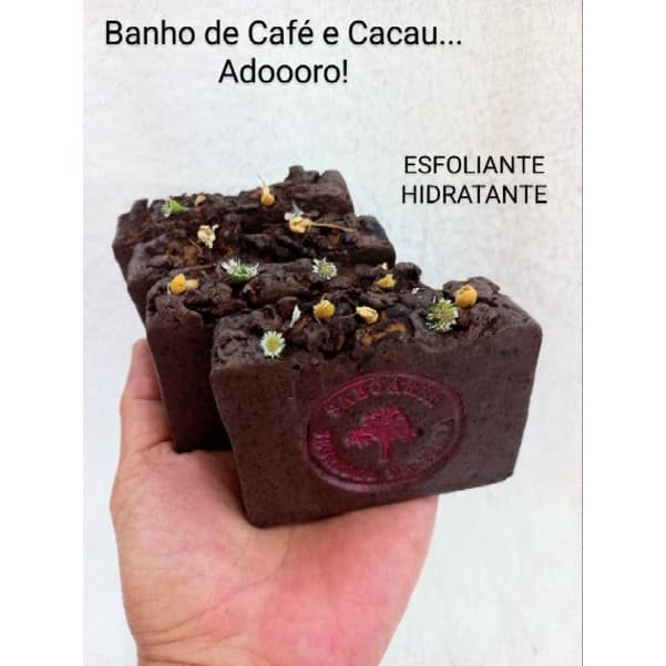 Sabonete Esfoliante de Café e Cacau, Facial/Corporal com Vitamina E