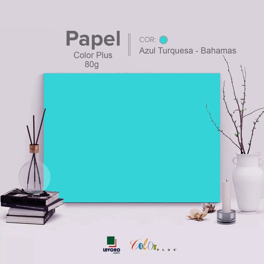 Papel Color Plus 80g A4 - Azul Turquesa (Bahamas) - 27 Folhas