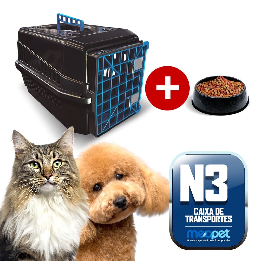 MecPet Caixa de transporte para cachorro gato Pet Tamanho N3 Porte Médio Black MECPET Produto Novo