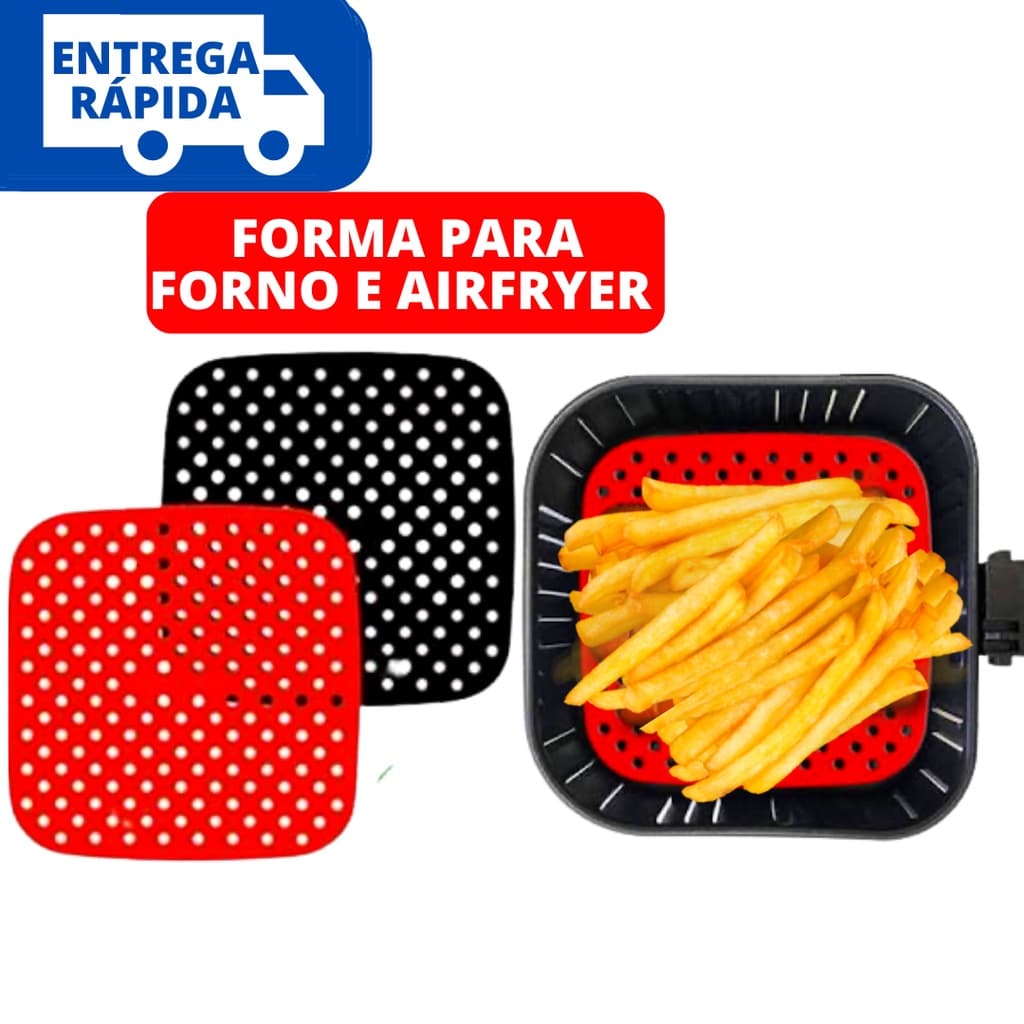 Tapete Protetor para Airfryer Fritadeira de Silicone Antiaderente Quadrado Unidade