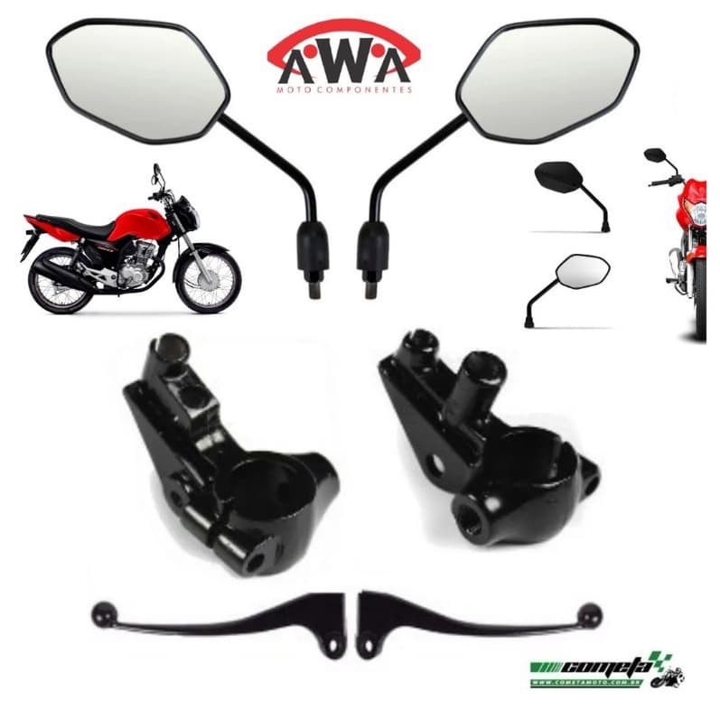 Kit Retrovisor Manicoto Manete Embreagem Freio Tambor Honda Cg Titan Fan Cargo 125 150 160