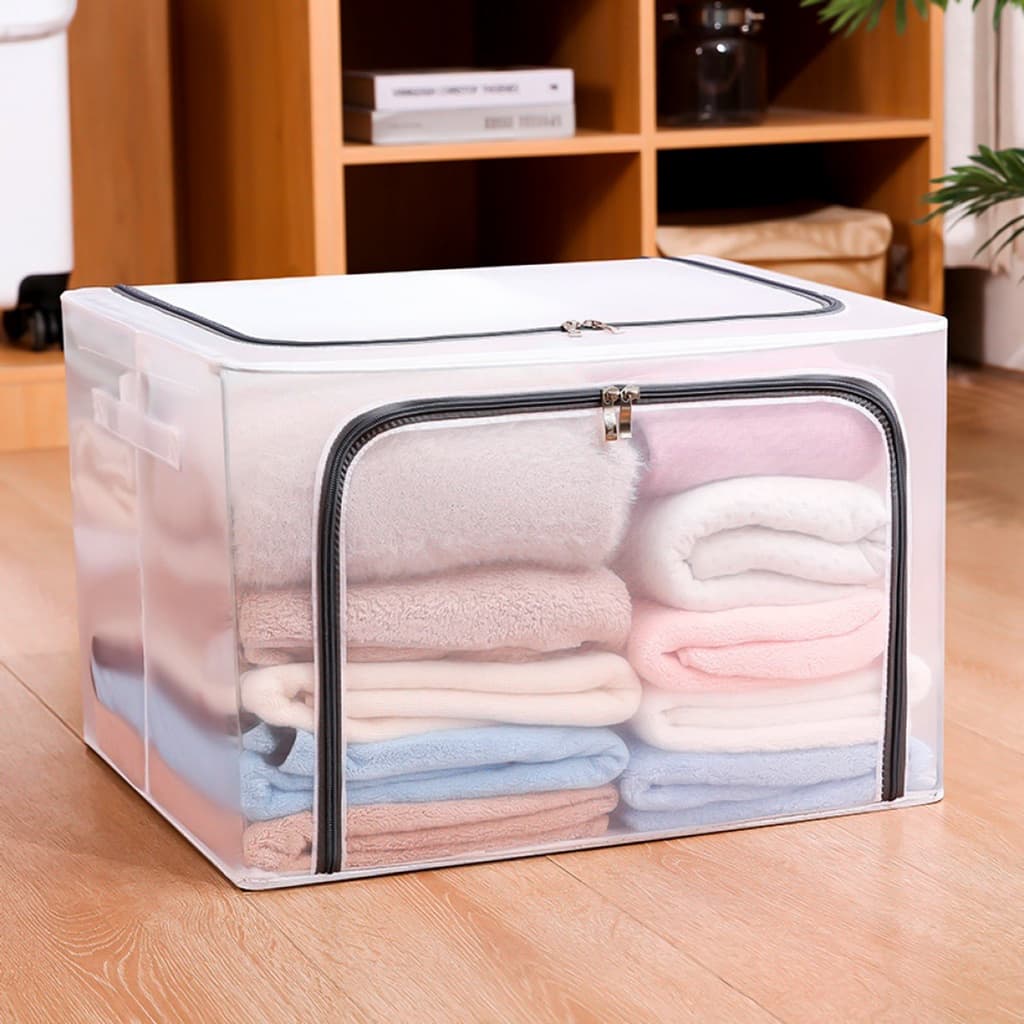 Caixa Organizadora Multiuso Com Zíper Nylon Resistente Para Roupas Cobertas Calçados Guarda Roupa