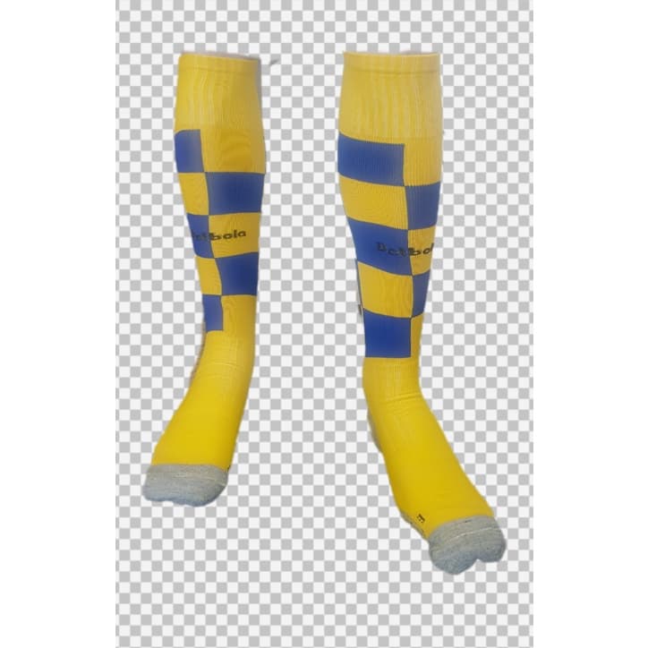 Kit C/ 20 Prs Meião Futebol Batbola Profissional Quadriculado Amarelo/Azul