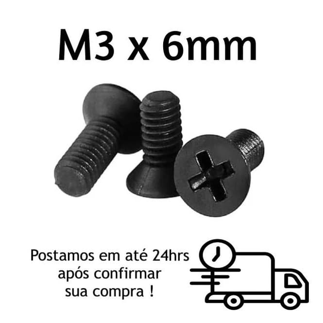 Parafuso Chato Phillips M3 x 6mm Oxidado Preto