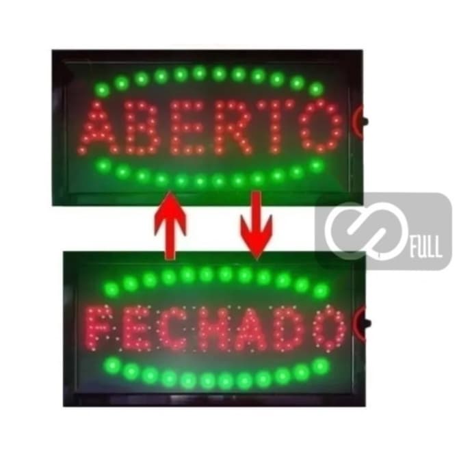 Placa Painel Letreiro Led Luminoso 110v/220v  Aberto/Fechado 2 em 1 Lelong