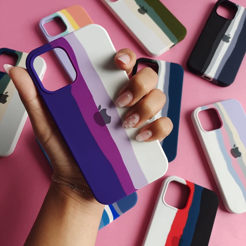 Capinha Arco Íris Iphone 12 / 12 Pro Capa Case Silicone Forrada Aveludada Colorida (CF18)