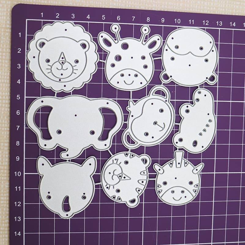 9PC Corte De Metal Animal Matrizes Papel Alto Relevo Stencil Scrapbooking Cartão De Boas Festas DIY Artesanato Cortes Elefante