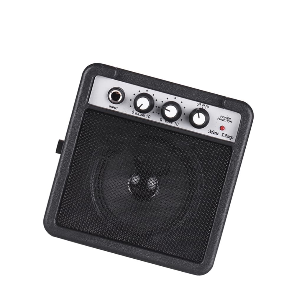 > Mini Amplificador De Guitarra De 5W Altifalante De Amperímetro Com 3,5mm & 6,35mm Entradas 1/4 Polegadas Saída