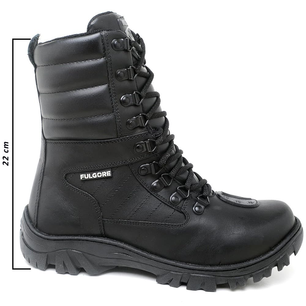 Coturno Militar Masculino e Feminino C/ Zíper Bota Tático Motociclista Cano Médio Preto