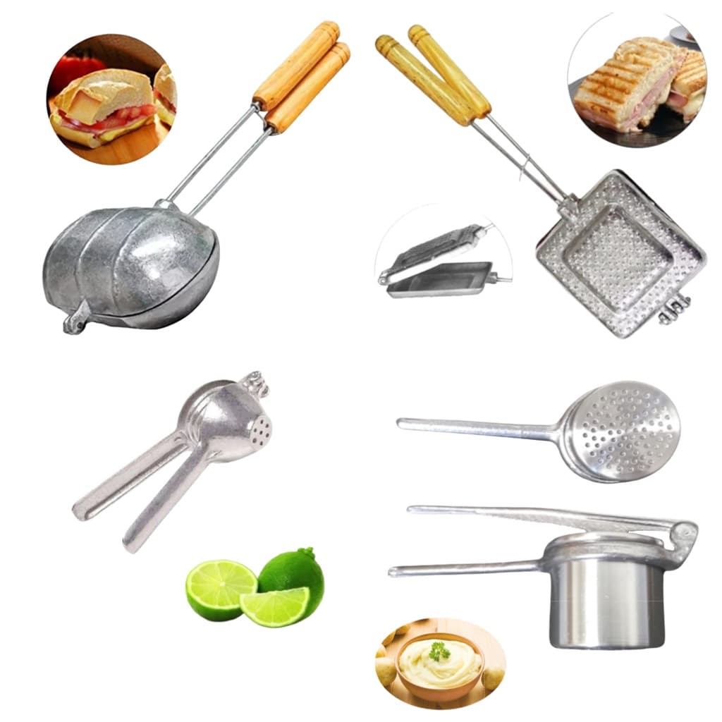 Super Kit Utensilios - 2 Sanduicheira Tostex 1 Amassador Batata e 1 Epremedor Limão