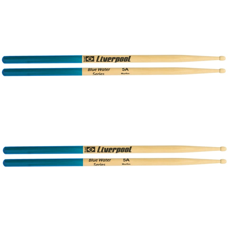 Kit 2 Baqueta Bateria Blue Water Ponta Madeira Liverpool