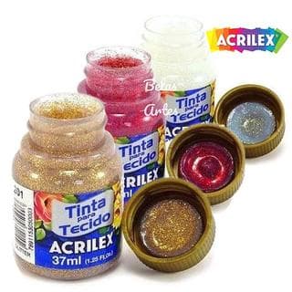 Tinta para Tecido com Gliter / Glitter 37ml - Acrilex