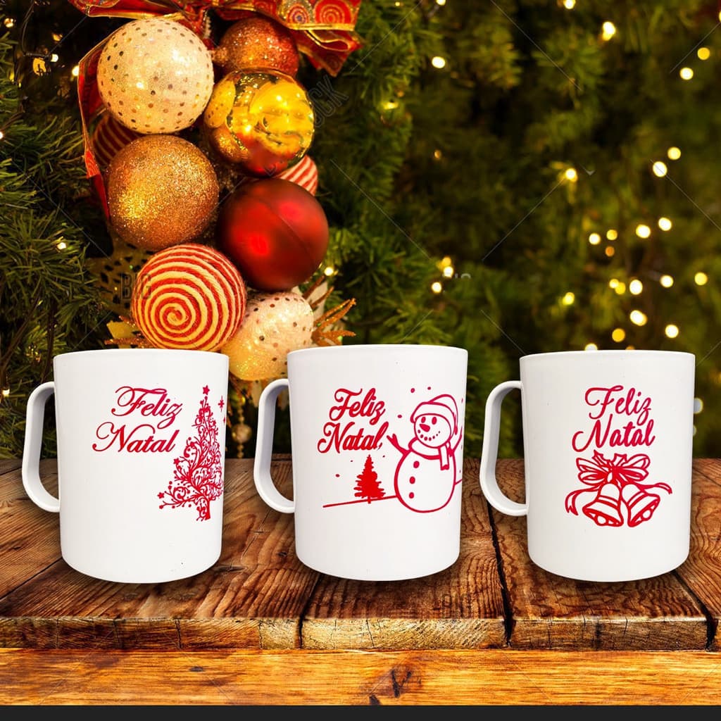 15 Caneca Plástica 450ml Lembrancinha Feliz Natal Promoção Promoção