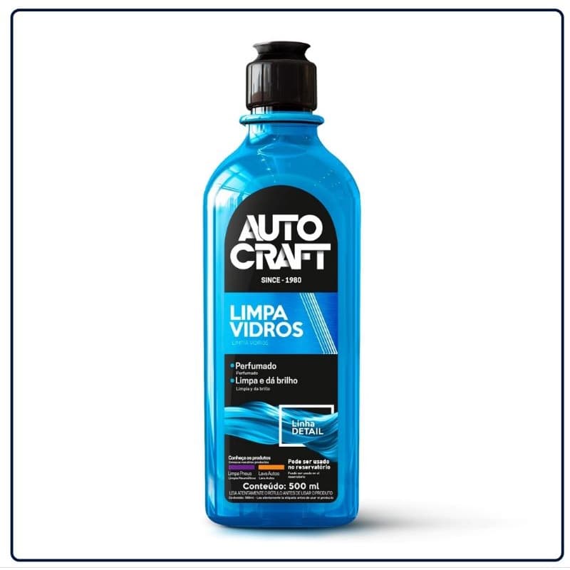 LIMPA VIDROS AUTOCRAFT 500ML (LIMPA E DA BRILHO, PERFUMADO) PODE SER USADO NO RESERVATORIO