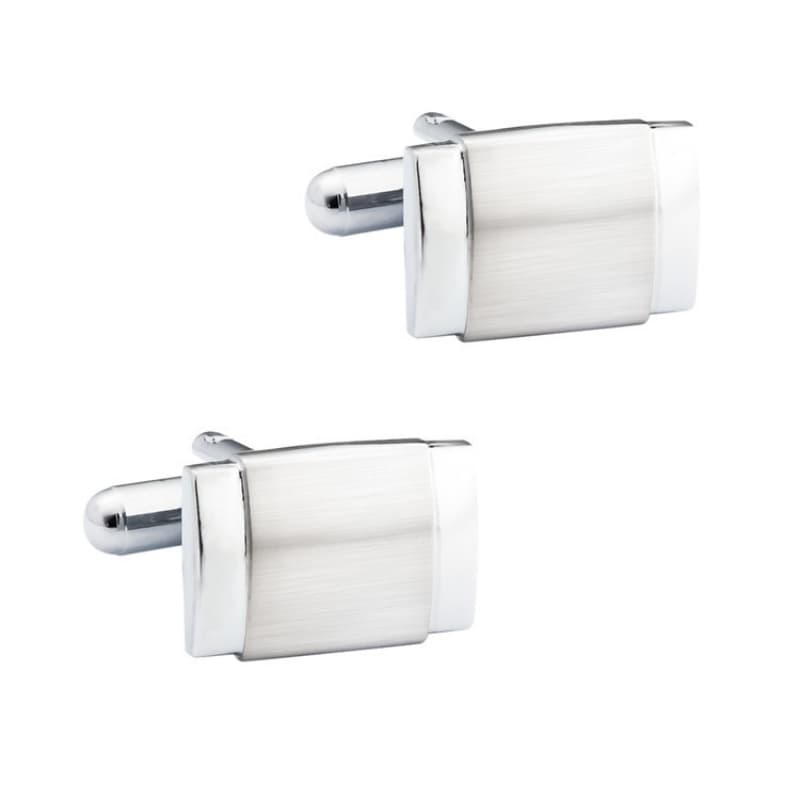 Acessórios de Moda: Abotoaduras de Boutique em Prata Eletroplaqueada Brilhante e Escovada, Abotoaduras para Camisa Franc