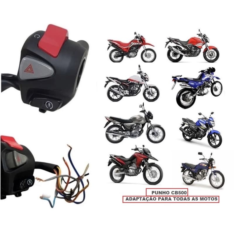 Punho Cb 500 Partida Cb500x Titan 125 150 160 Start Xre300 Cb300 Xre190 Nxr Bros Universal Todas