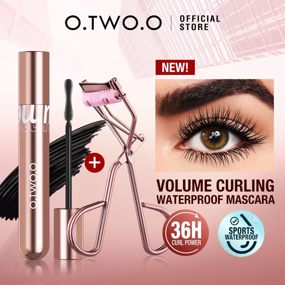 O.TWO.O Kit Olhos: Máscara + Curvex Impermeável, Fixação 24H, Cílios Densos Sem Manchar