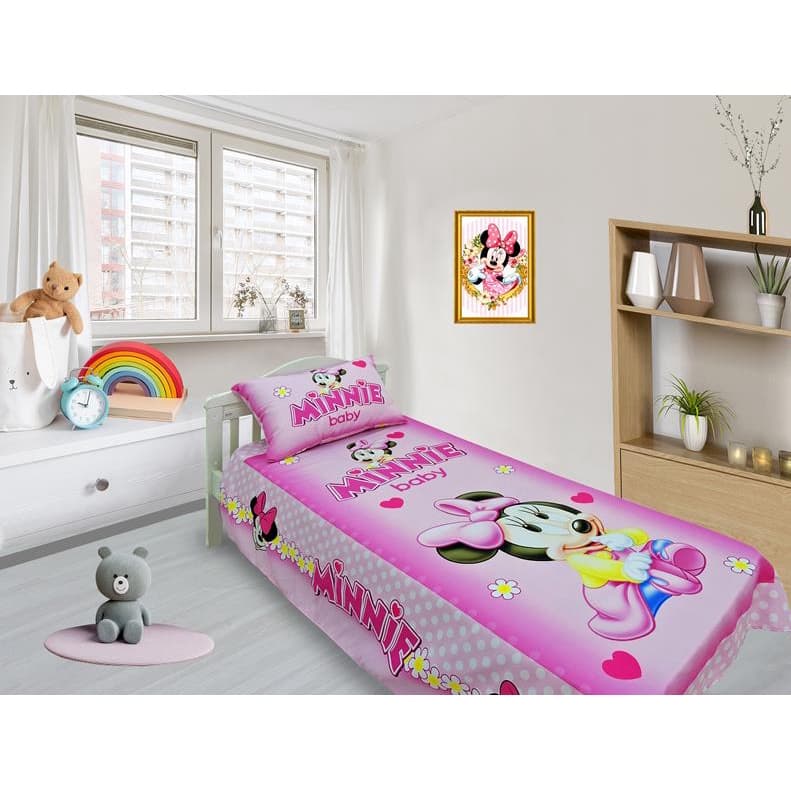 Jogo De Lençol E Fronha Minnie Rosa Baby, Kit 2pçs, Cobreleito