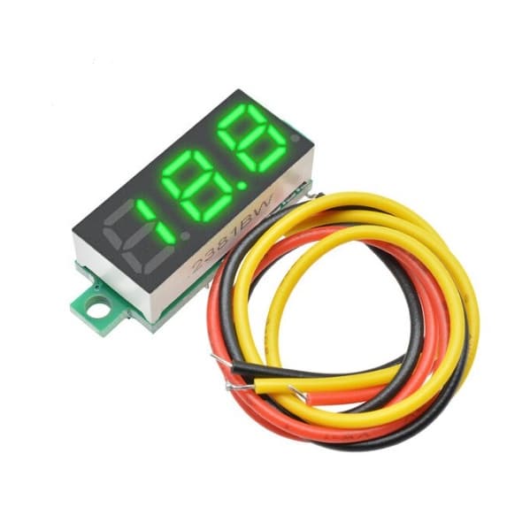 Mini Voltimetro 0,28 3 Fios Remote Verde