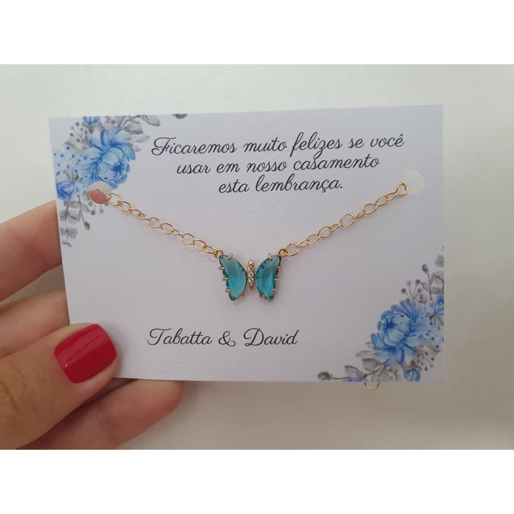 pulseira presentear madrinha e daminha de casamento com borboleta colorida