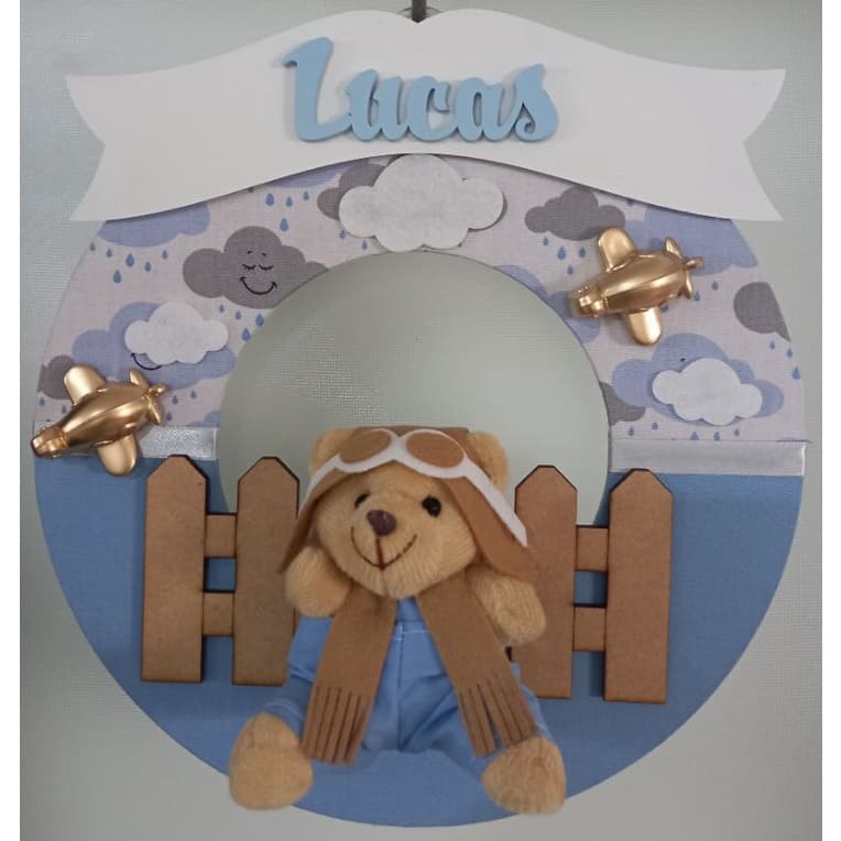 guirlanda porta maternidade urso aviador