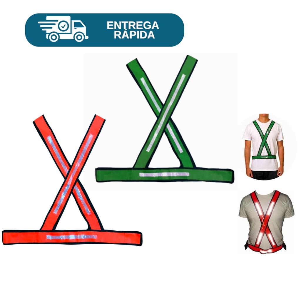 Colete De Sinalização Refletivo PVC Tipo X Segurança Para Obras Motoqueiros Rodovias Manobristas