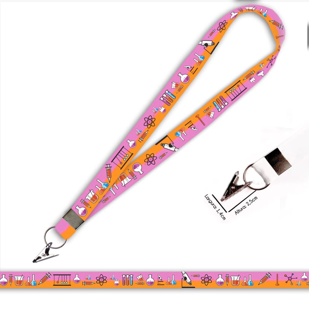 Cordão personalizado Medicina, Biomedicina, Cientista para crachá ou chaveiro com Jacaré com Argola