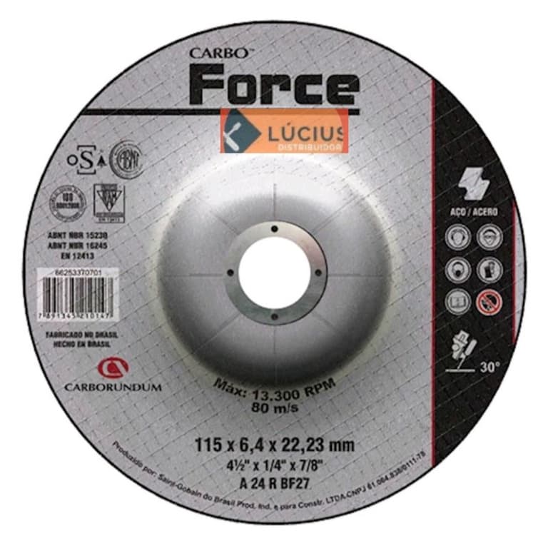 DISCO DESBASTE 4.1/2X1/4X7/8 REBOLO LIXA E CORTA AÇO E OUTROS ACABAMENTOS EAMERILHADEIRA LIXADEIRA E POLITRIZ DISCO FLAP CORBOURUNDUM