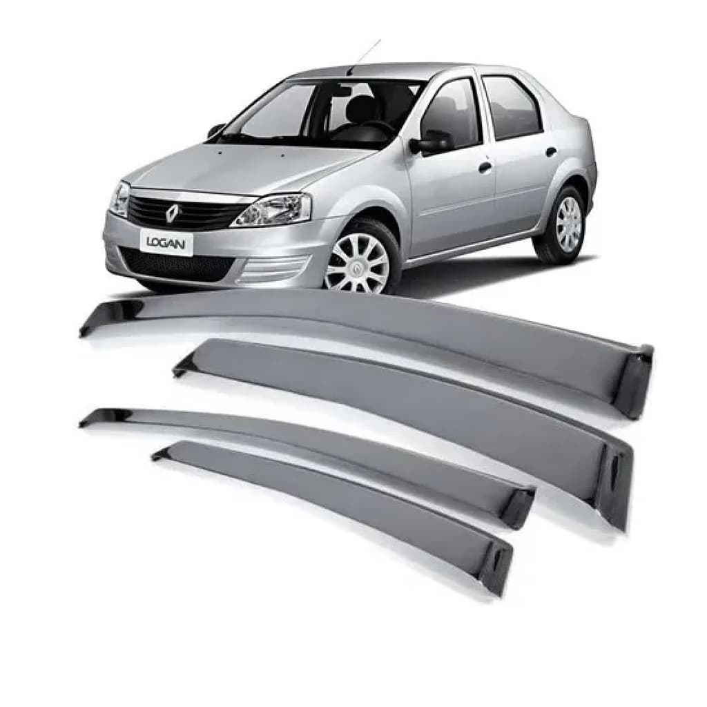 Defletor Calha Chuva Renault Logan 2007 2008 2009 2010 2011 2012 2013 Fume 4 portas