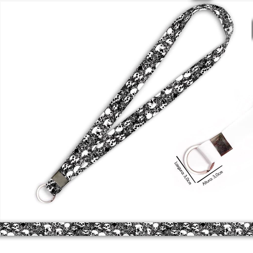 Cordão personalizado Caveiras para crachá ou chaveiro com Argola Italiana