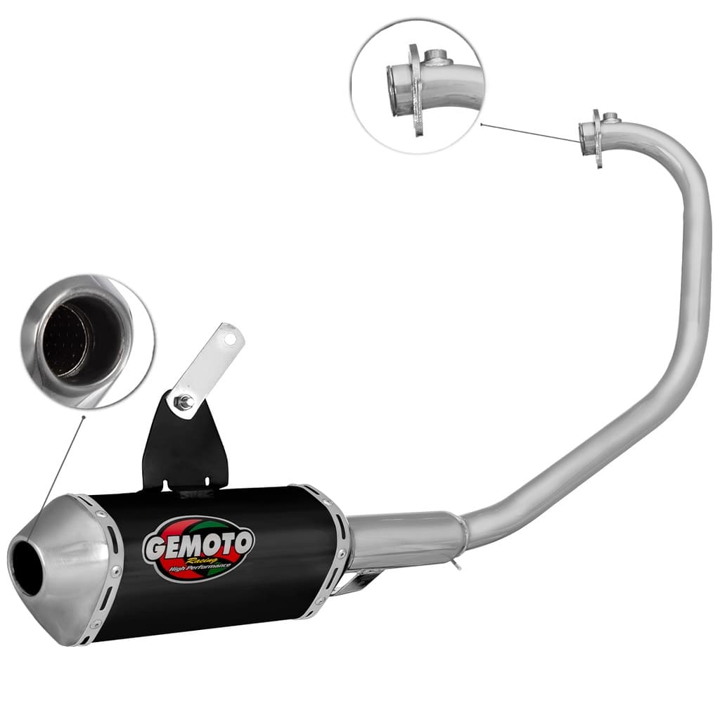 Escapamento Para Moto Racing 3 Trioval Gemoto Compatível Com FAZER / FACTOR 150 2013 a 2020