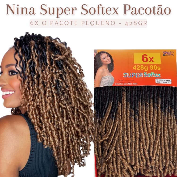 Cabelo Nina Softex Pacotão 428 gramas Original + Agulha - Ombre Mel