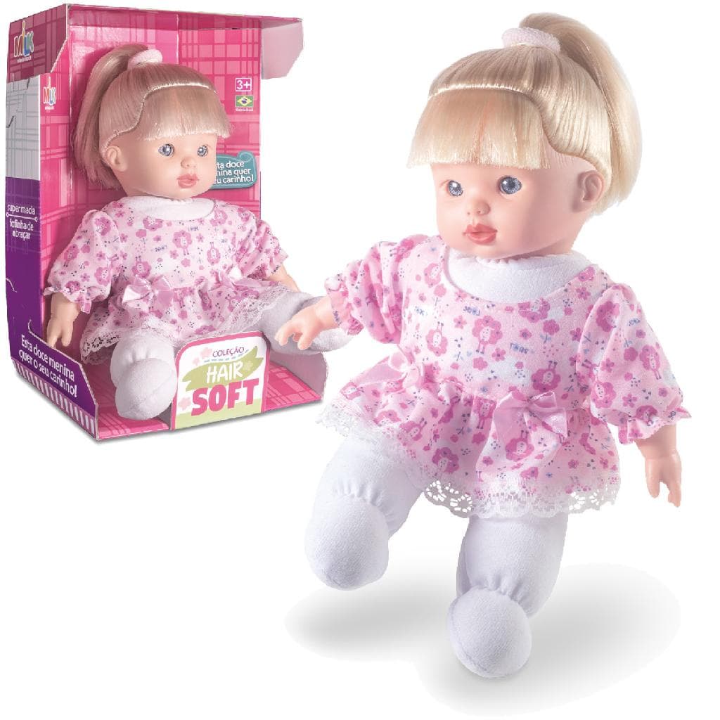 KIt 10 Unidades Boneca Hair Soft Super Macia Menina Bebê - Milk Brinquedos