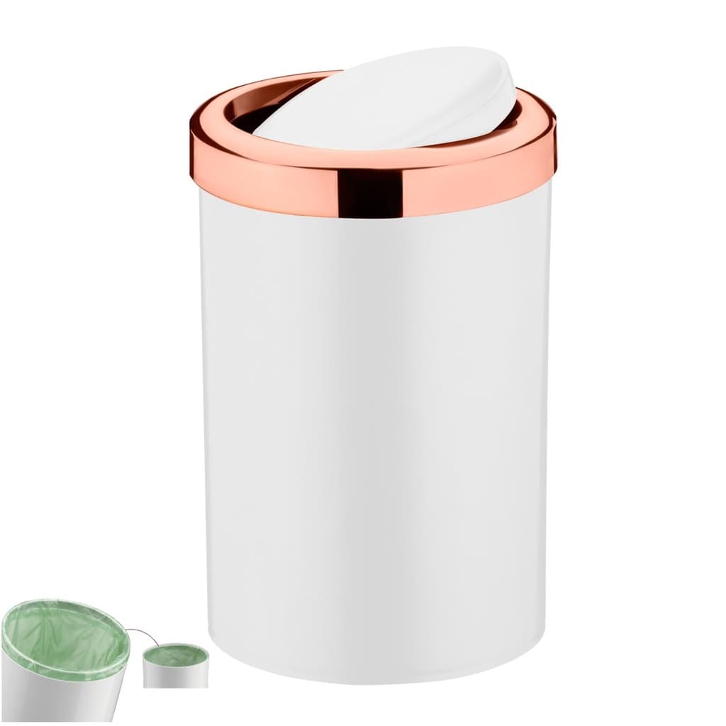 Lixeira 8 Litros Tampa Cesto De Lixo Basculante Para Cozinha Banheiro Escritório Rose Gold - 1220BCR Future
