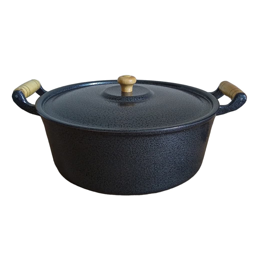 Panela Preta Grande de Alumínio Fundido Batido Grosso 6L Caçarola 28