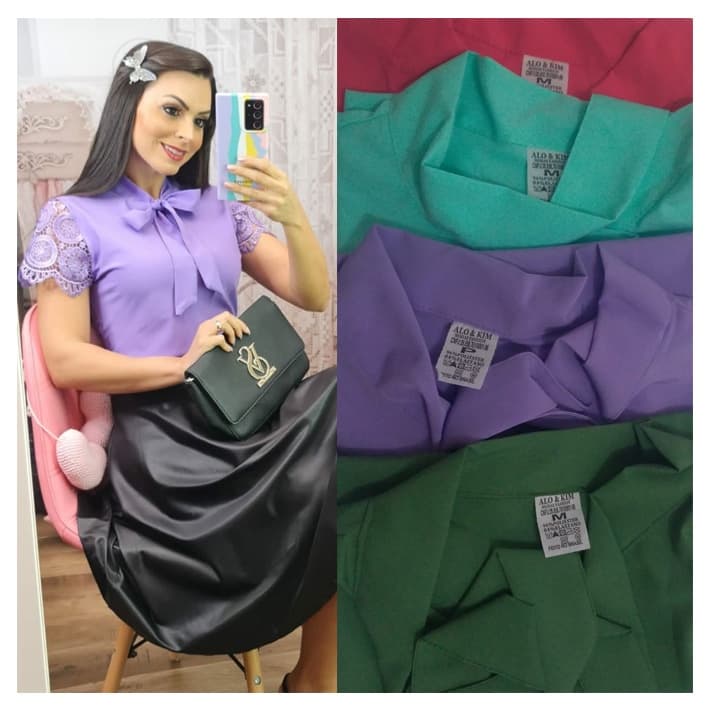 Blusa Manga Curta Feminina Bordada Moda evangelica Executiva Blusas Femininas Blusas