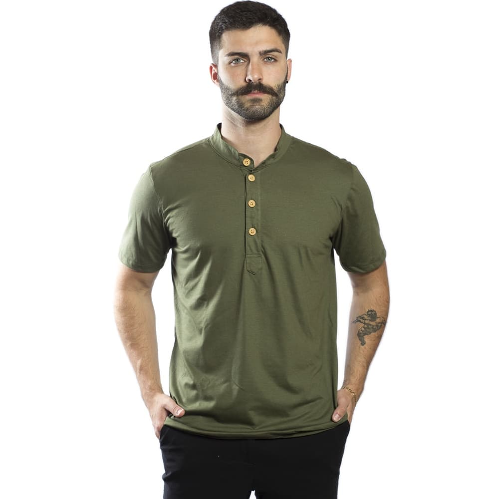 Camisa Masculina Gola Padre Henley Slim