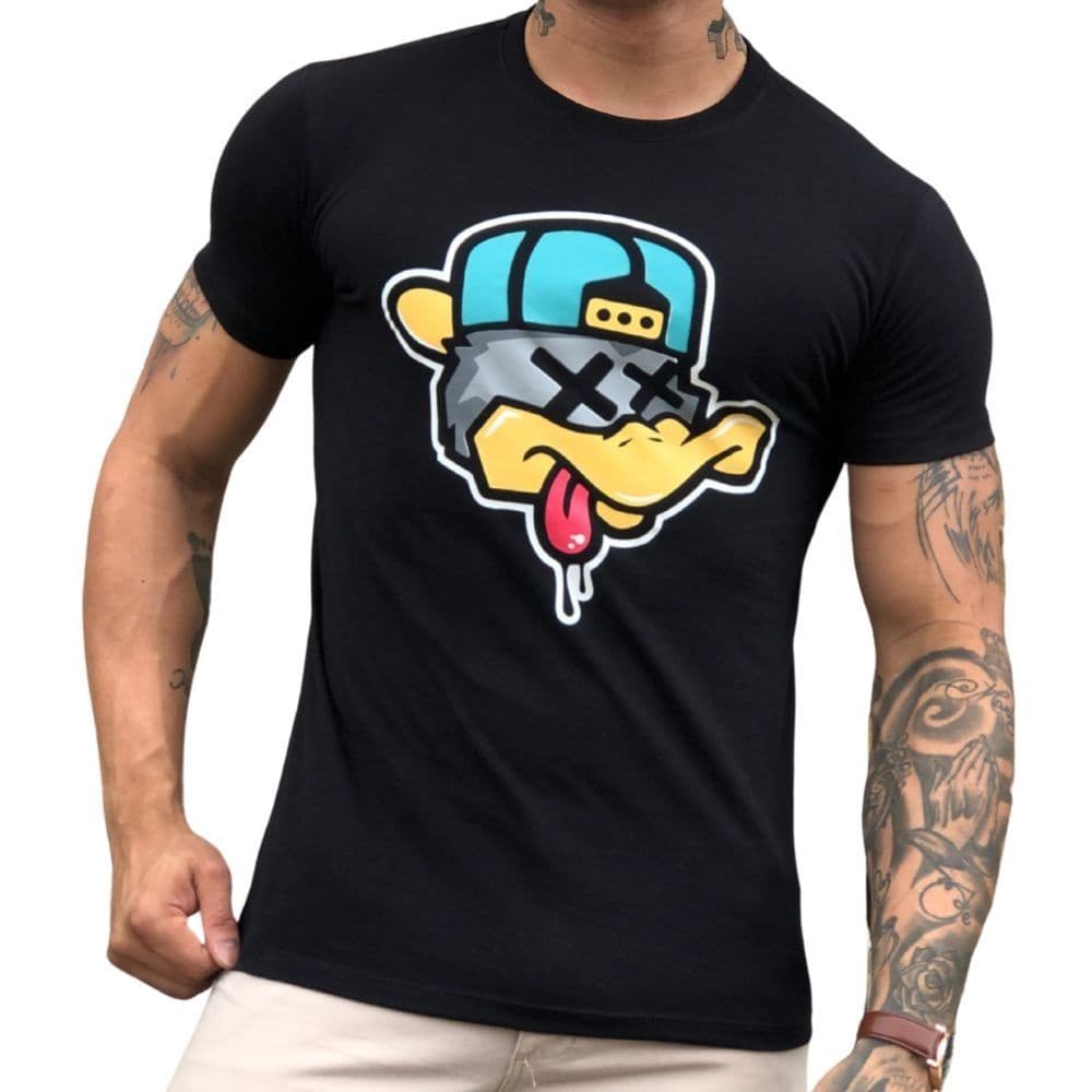 Camiseta Masculina Algodão 30.1 Estampada Pato Camisa Masculina
