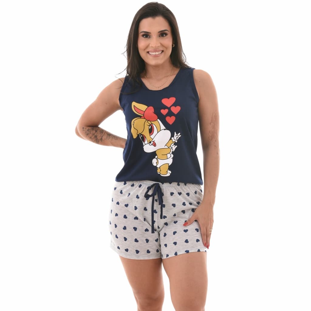 Pijama Feminino Camiseta Short Doll e Baby Doll Curto Verão Atacado Oferta