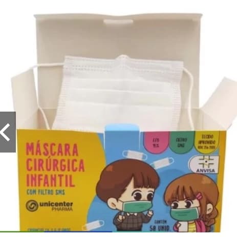 Máscaras infantil FILTRO SMS - Caixa c/ 50un