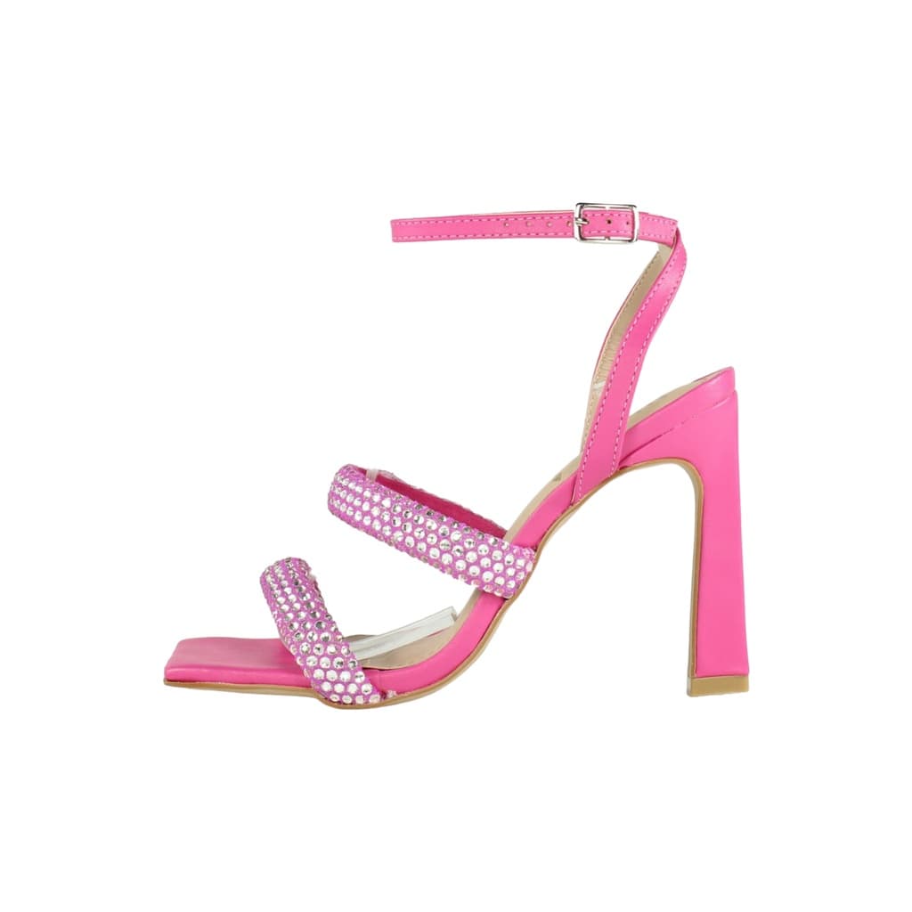 Sandália Salto Alto Week Shoes Meia Cana Strass Rosa (Forma Menor) Produto Composto