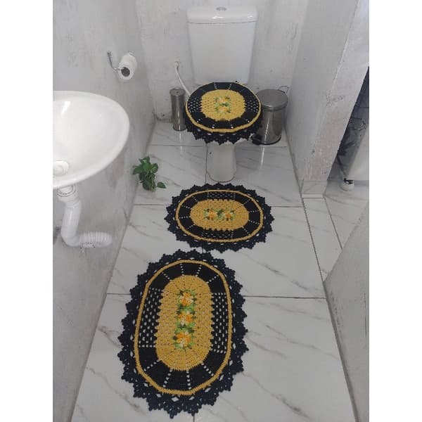Jogo de banheiro de crochê/Jogo de banheiro em crochê bico coroa