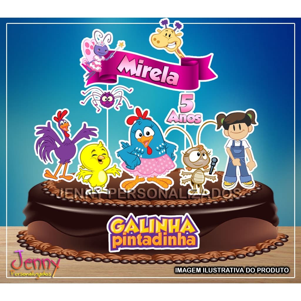 topo topper de bolo personalizado Galinha Pintadinha 2